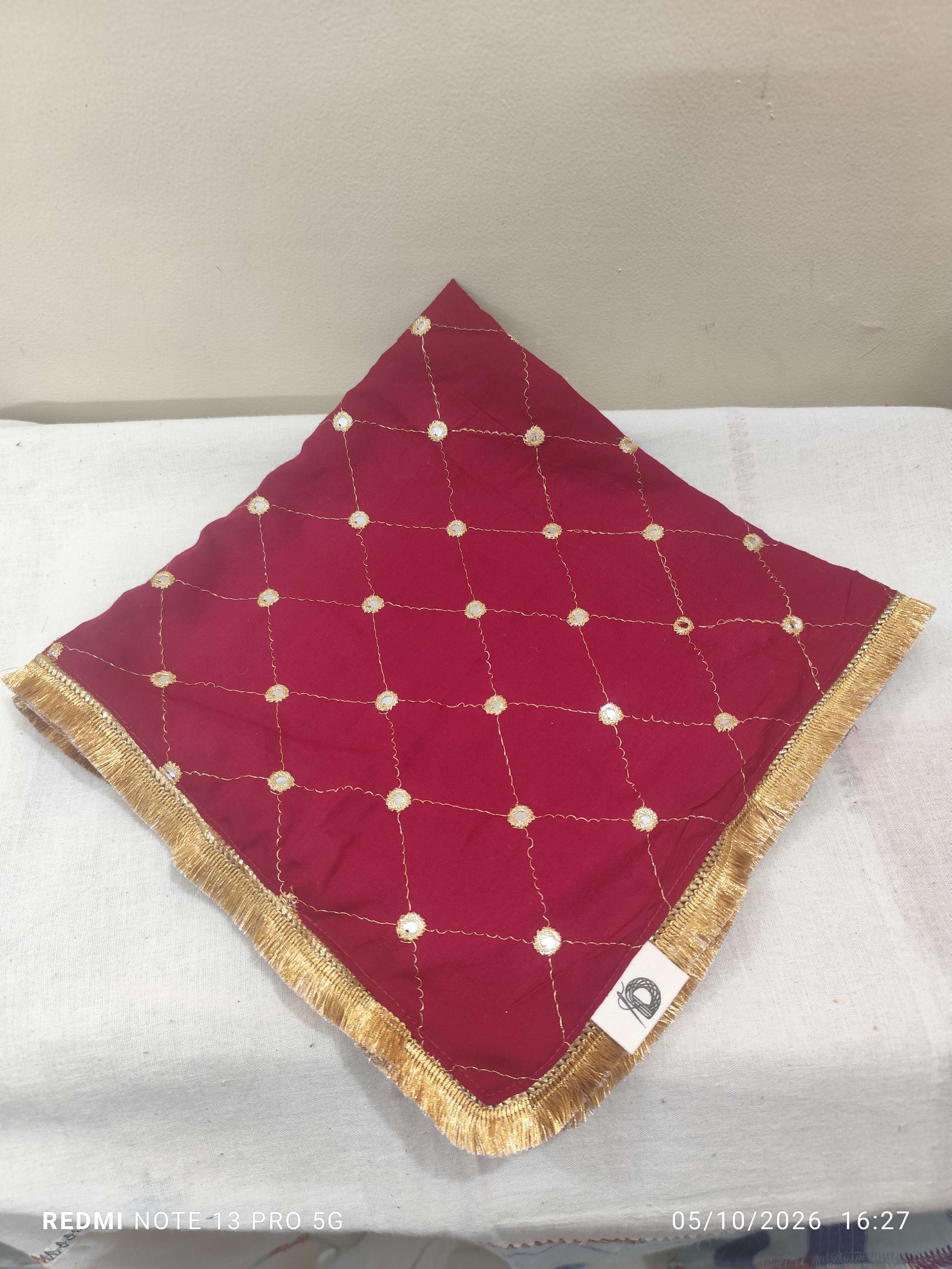 Pooja Thali Cover DH-PTC-0010 — close-up of the craft